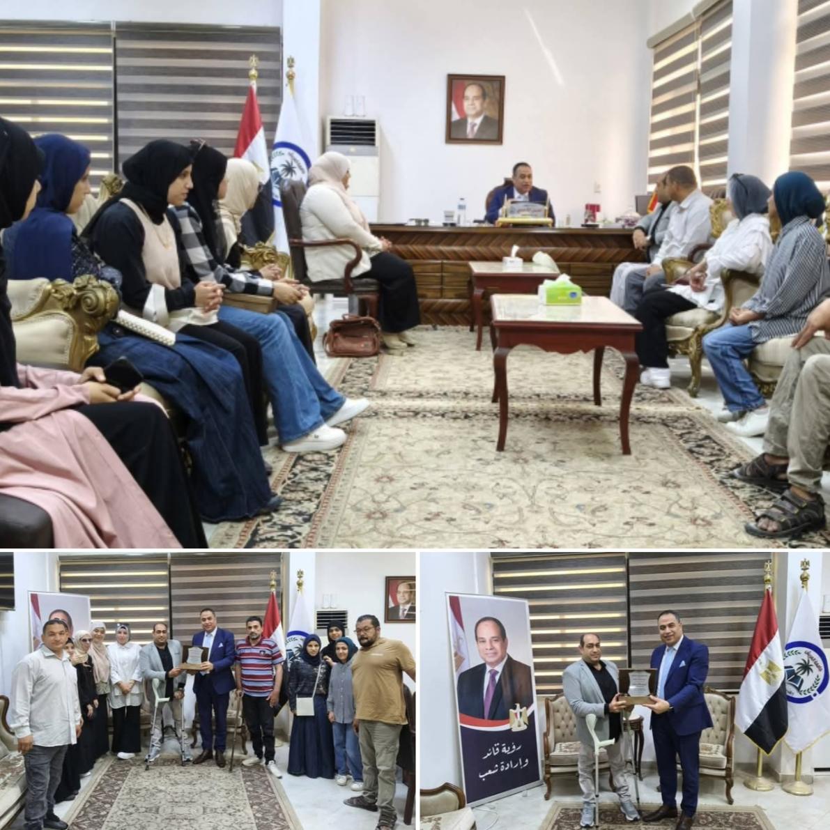 رئيس جامعة العريش يستقبل وفد "فرسان الإرادة" و"قادرون باختلاف" لتعزيز دمج وتمكين ذوي الإعاقة