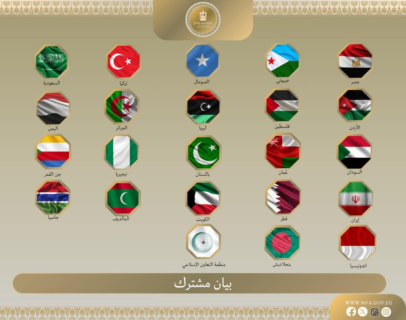 بيان مشترك بشأن الزيارة غير القانونية لمسئول إسرائيلي إلى إقليم «أرض الصومال» التابع لجمهورية الصومال الفيدرالية في ٦ يناير ٢٠٢٦