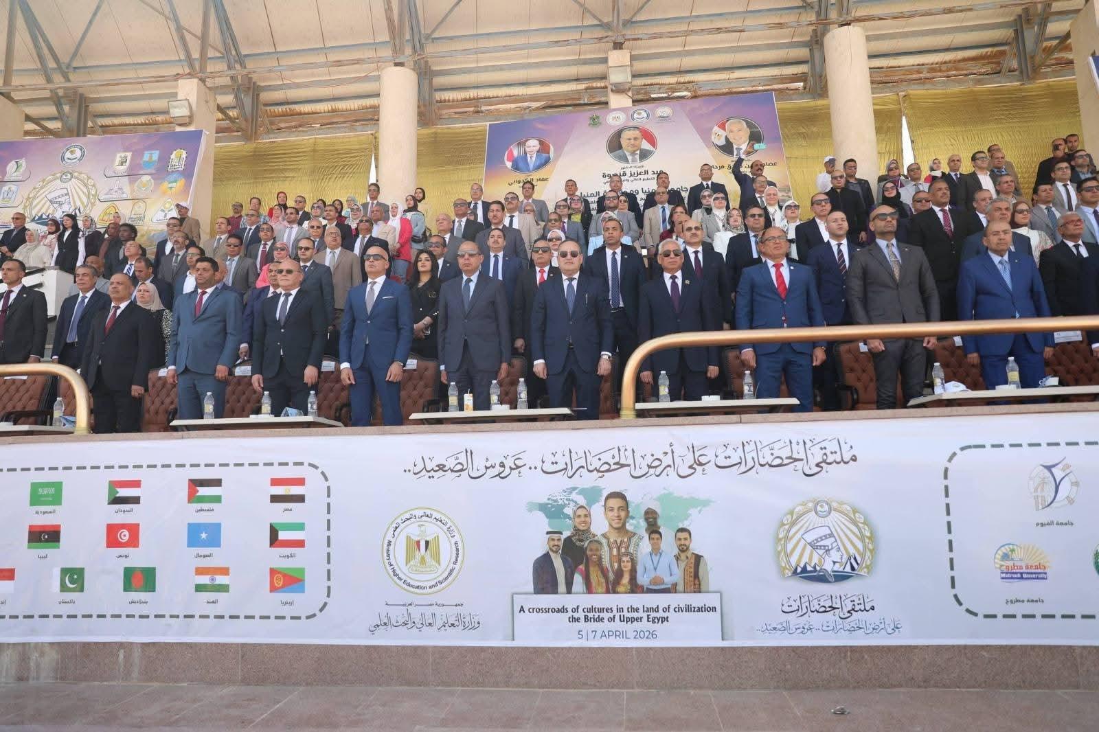 جامعة المنصورة تشارك في فعاليات «ملتقى الحضارات» بجامعة المنيا بحضور وزير التعليم العالي