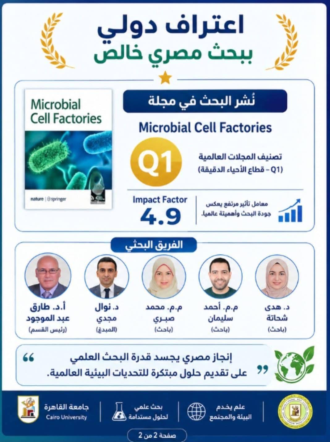 جامعة القاهرة تحقق إنجازًا علميًا جديدًا في مجال الاستدامة البيئية.. فريق بحثي بكلية العلوم ينجح في استخدام البكتيريا لتحليل البلاستيك شديد التلوث