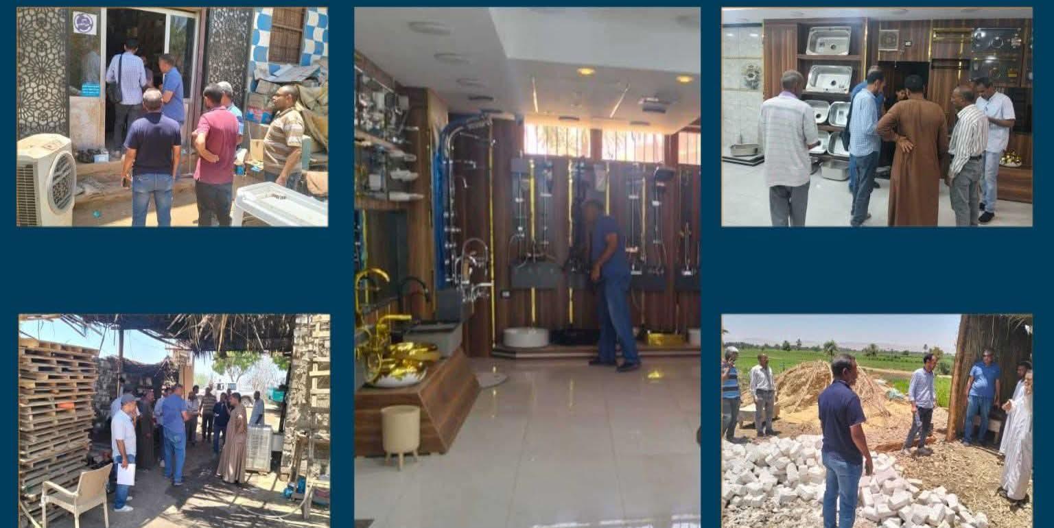 خلال حملات موسعة.. توجيه 70 إنذاراً وحصر المنشآت غير المرخصة وتصحيح الأوضاع بنجع حمادي وقوص