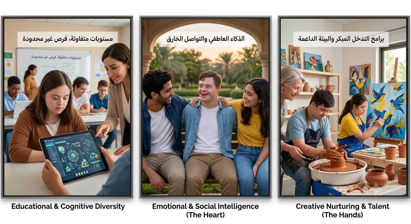 تفاوت الذكاء ونبوغ المواهب لدى أبطال متلازمة داون فى تنوع خلاق وقدرات ملهمة