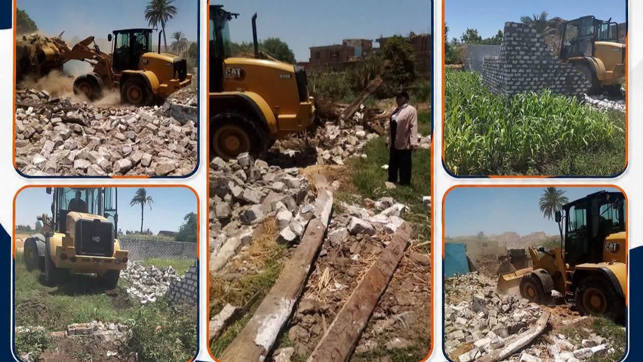 تنفيذًا لتوجيهات محافظ قنا.. إزالة 12 حالة تعدٍ على أملاك الدولة والزراعة بنجع حمادي