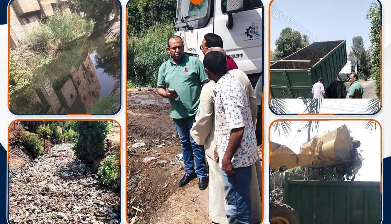 استجابة لشكوى المواطنين.. محلية نجع حمادي تطهر ترعة الشيخ حمد وترفع 47 طنًا من المخلفات